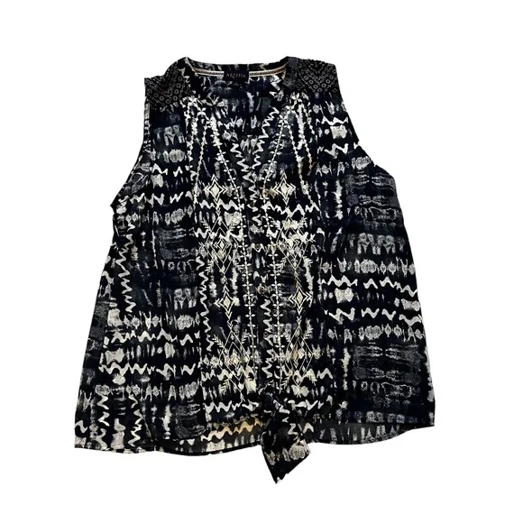 Artesia V-Neck Sleeveless Tie Front Top, Sz L - Picture 7 of 12